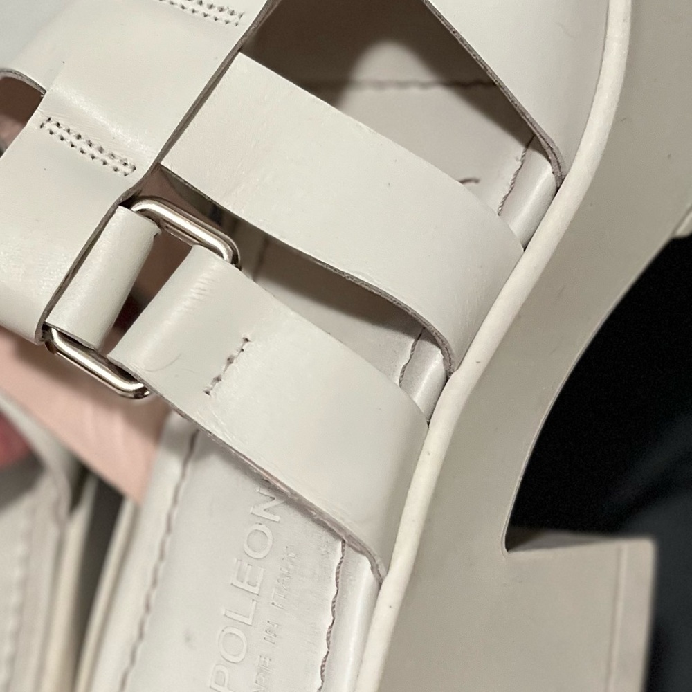 White Minimalist Leather Sandals with Buckle